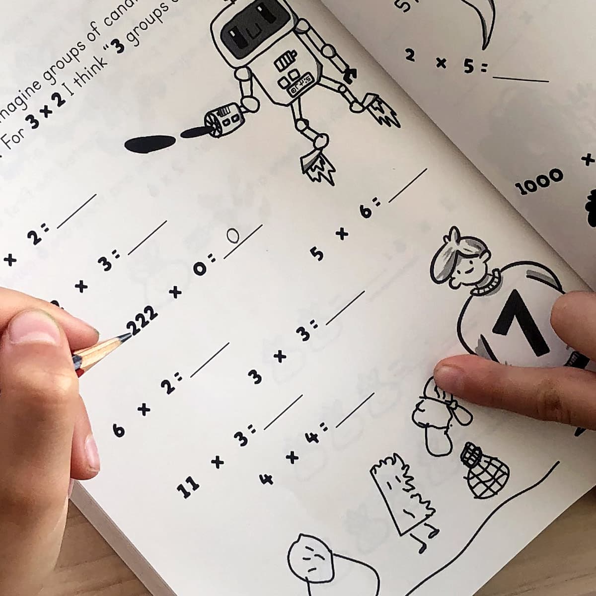 A page of practice exercises and drawings